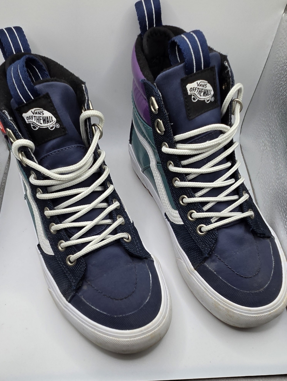Vans High-Top Sneakers in Navy, Teal & Purple "SNOW/ICE BOTTOMS"